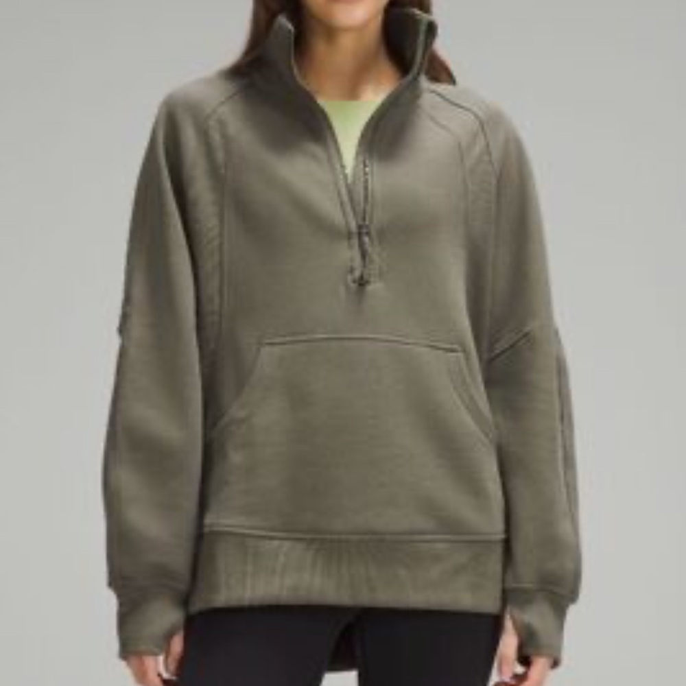 Lululemon Olive Green Half Zip Pullover Sweater Long Size M/L